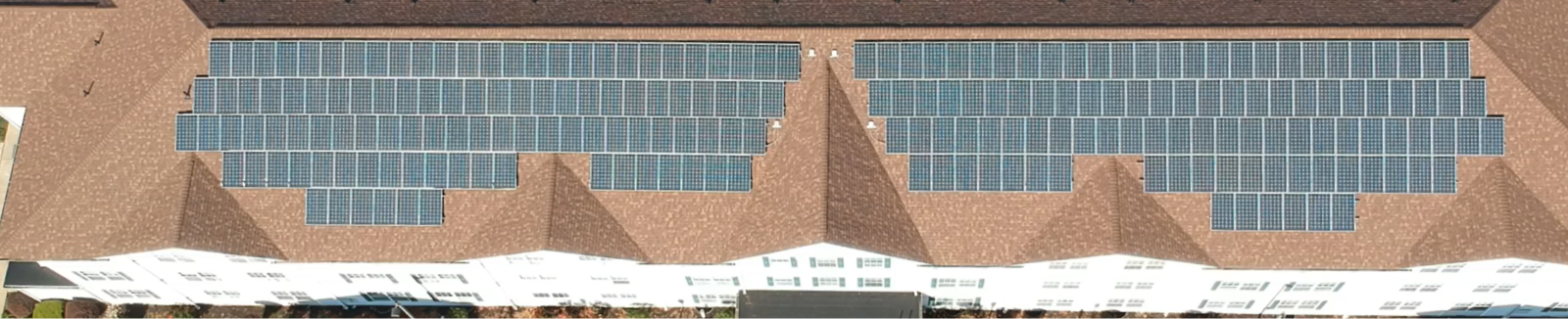 arial view of solar panels on commercial roof